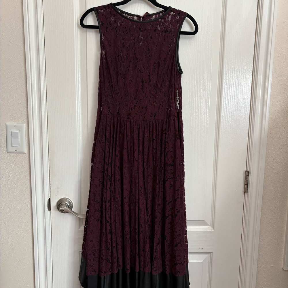 Elegant Lace Purple Dress With Black Trim At The Bottom